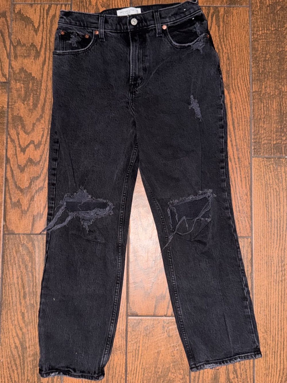 Abercrombie & Fitch Black Distressed Straight Jeans